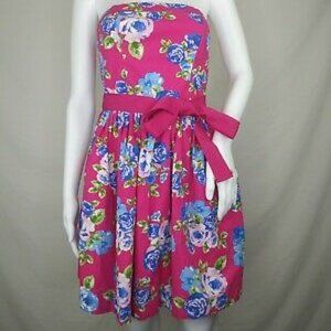 FOREVER 21 PINK FLORAL STRAPLESS PARTY DRESS